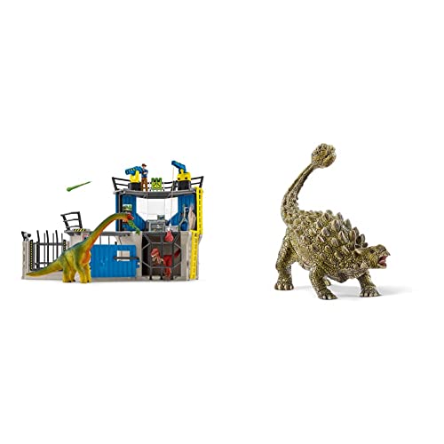 Schleich 41462 Dinosaurs Spielset - Große Dino-Forschungsstation, Spielzeug ab 5 Jahren & 15023 Dinosaurs Spielfigur - Ankylosaurus, Spielzeug ab 4 Jahren von SCHLEICH