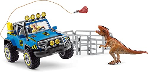schleich 41464 Geländewagen mit Dino-Außenposten, für Kinder ab 5-12 Jahren, DINOSAURS - Spielset von SCHLEICH