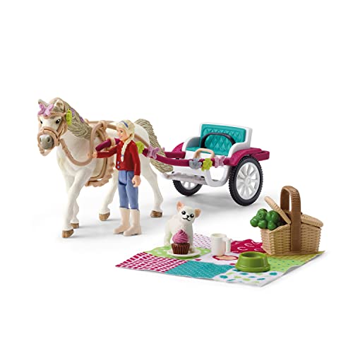 schleich 42467 HORSE CLUB Kutsche für Pferdeshow, 38 Teile Spielset mit schleich Pferde Figur, vollbeweglicher Mädchen-Figur und viel Zubehör, Spielzeug für Kinder ab 5 Jahren von SCHLEICH