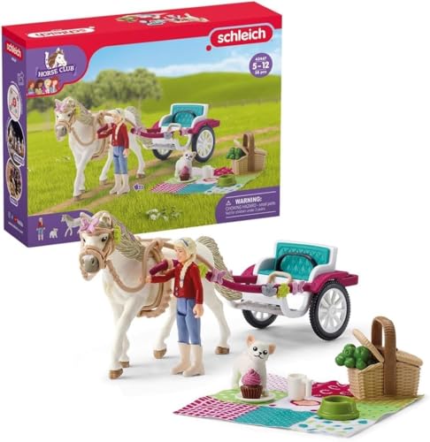 schleich 42467 HORSE CLUB Kutsche für Pferdeshow, 38 Teile Spielset mit schleich Pferde Figur, vollbeweglicher Mädchen-Figur und viel Zubehör, Spielzeug für Kinder ab 5 Jahren von SCHLEICH