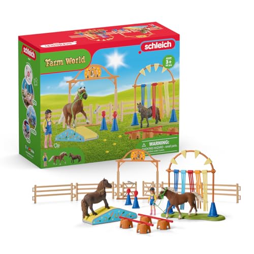 schleich FARM WORLD 42481 Bauernhof Pony Trainings-Set mit Pferd, Trainer und Zubehör - 41-Teiliges Tiere Spielzeug-Set, Bauernhof Spielzeug für Jungen und Mädchen ab 3 Jahren von SCHLEICH