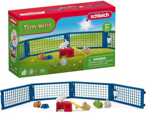 schleich 42500 Zuhause für Kaninchen und Meerschweinchen, für Kinder ab 3+ Jahren, FARM WORLD - Spielset von SCHLEICH
