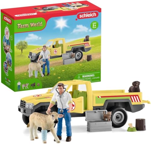 schleich FARM WORLD 42503 Tierarztbesuch 12-Teiliges Bauernhof Spielset mit Tieren, Fahrzeug und Tierarzt - Detailgetreues, Robustes Bauernhof Spielzeug, Pädagogisches Tiere Set ab 3 schleich FARM WORLD 42503 Tierarztbesuch 12-Teiliges Bauernhof Spielset mit Tieren, Fahrzeug und Tierarzt - Detailgetreues, Robustes Bauernhof Spielzeug, Pädagogisches Tiere Set ab 3 von SCHLEICH