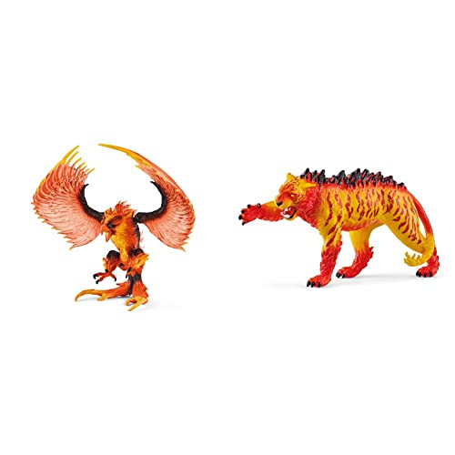 SCHLEICH 42511 Eldrador Creatures Spielfigur - Feueradler, Spielzeug ab 7 Jahren,8.2 x 15.5 x 18 cm & 70148 Spielfigur - Lavatiger Mehrfarbig von SCHLEICH
