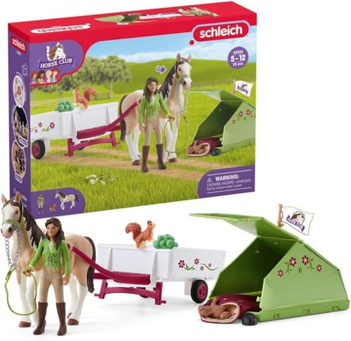 schleich 42533 HORSE CLUB Sarahs Campingausflug, 23 Teile Spielset mit schleich Pferde Figur, vollbeweglicher Mädchen-Figur, Zelt und weiterem Zubehör, Spielzeug für Kinder ab 5 Jahren von SCHLEICH