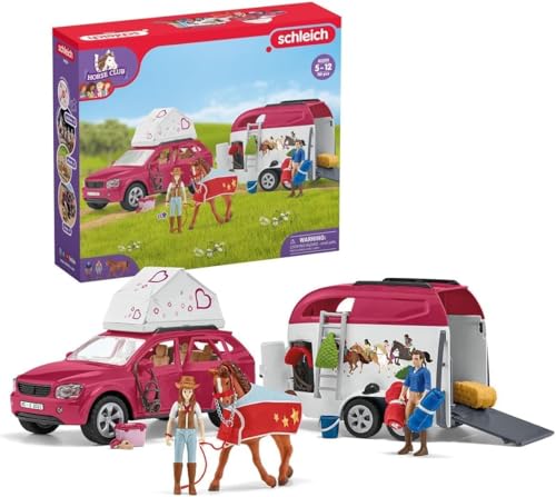 schleich 42535 HORSE CLUB Abenteuer mit Auto und Pferdeanhänger, 110 Teile Spielset mit schleich Pferde Figur, Hannah, ihrem Vater & viel Zubehör, Spielzeug für Kinder ab 5 Jahren von SCHLEICH