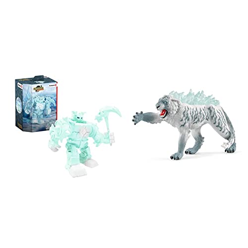 SCHLEICH 42546 Spielfigur - Eldrador Mini Creatures EIS-Roboter (Eldrador Creatures), Mix & 70147 Spielfigur - Eistiger, Mehrfarbig von SCHLEICH