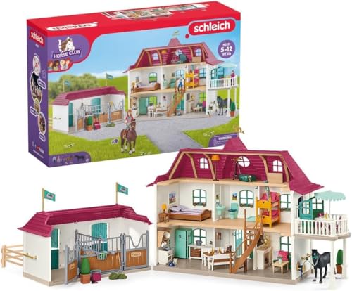 schleich HORSE CLUB | Lakeside Pferdehof 42551 | Set inkl. Haus mit Pferdestall, 2 Pferden, Hannah, ihren Eltern & Zubehör | tolles Geschenk für Kinder | Pferde Spielzeug ab 5 Jahre | 192 Teile von SCHLEICH