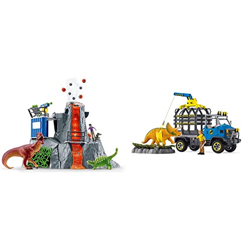 SCHLEICH 42564 Große Vulkan Expedition, für Kinder ab 5-12 Jahren, Dinosaurs - Spielset & 42565 Dinosaurier Truck Mission, für Kinder ab 5-12 Jahren, Dinosaurs - Spielset von SCHLEICH