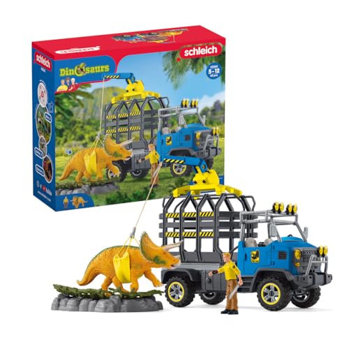 schleich 42565 DINOSAURS Dinosaurier Truck Mission, 43 Teile Spielset mit 1x Dinosaurier Figur, Ranger, Truck und weiterem Zubehör, Dinosaurier Spielzeug für Kinder ab 4 Jahren von SCHLEICH