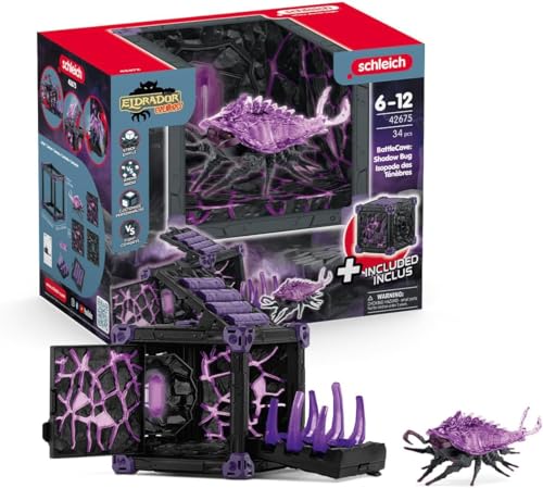 schleich ELDRADOR CREATURES | BATTLE CAVE Schattenassel 42675 | Set aus ELDRADOR Battle Cave mit Monster und Schattenkristall | Battle Caves zur Arena stapelbar | Spielzeug ab 7 Jahren | 34 Teile von SCHLEICH