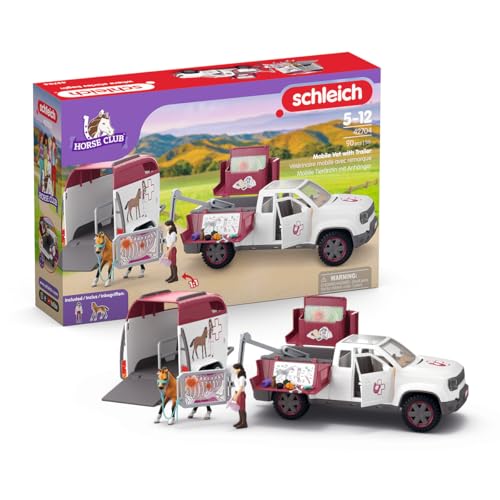 schleich HORSE CLUB | Mobile Tierärztin mit Anhänger 42704 | Set aus Pick-up & Anhänger, 1 Pferd, bewegliche Figur & Zubehör | tolles Geschenk für Mädchen und Jungen | Spielzeug ab 5 Jahren | 90 Teile schleich HORSE CLUB | Mobile Tierärztin mit Anhänger 42704 | Set aus Pick-up & Anhänger, 1 Pferd, bewegliche Figur & Zubehör | tolles Geschenk für Mädchen und Jungen | Spielzeug ab 5 Jahren | 90 Teile von SCHLEICH