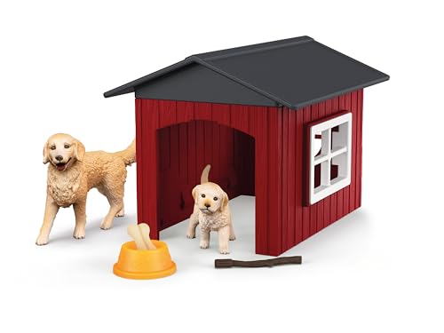 schleich 42722 Hundehütte mit Goldenretrievern , ab 3 Jahren, FARM WORLD - Spielset, 9 Teile von SCHLEICH