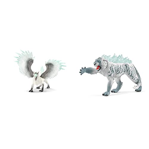 SCHLEICH 70143 Eldrador Creatures Spielfigur - Eisgreif, Spielzeug ab 7 Jahren & 70147 Spielfigur - Eistiger, Mehrfarbig von SCHLEICH