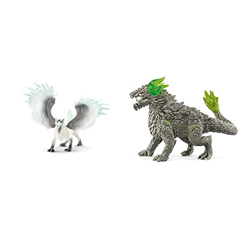 SCHLEICH 70143 Eldrador Creatures Spielfigur - Eisgreif, Spielzeug ab 7 Jahren & 70149 spielfigur - Steindrache von SCHLEICH