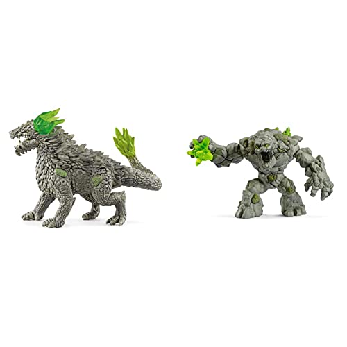 SCHLEICH 70149 spielfigur - Steindrache & 70141- Steinmonster Spielzeug,9.3 x 17.7 x 12 cm von SCHLEICH