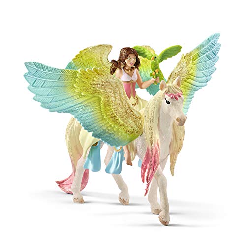 schleich BAYALA 70566 Fee Surah und Einhorn Glitzer Pegasus 3-Tlg Spielset - Einhorn mit Flügel und Fee mit Beweglichen Armen - Einhorn Spielzeug, Figuren ab 5 Jahren von SCHLEICH