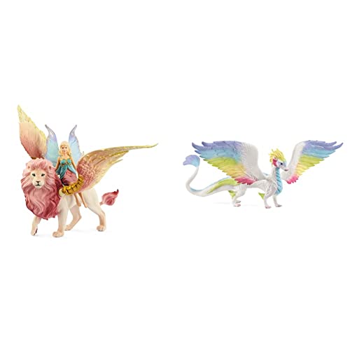 Schleich 70714 Elfe auf geflügeltem Löwe, für Kinder ab 5 Jahren, bayala - Spielfigur & 70728 Spielfigur - Regenbogendrache Mehrfarbig Schleich 70714 Elfe auf geflügeltem Löwe, für Kinder ab 5 Jahren, bayala - Spielfigur & 70728 Spielfigur - Regenbogendrache Mehrfarbig von SCHLEICH