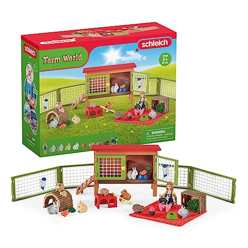 schleich FARM WORLD 72160 Bauernhof Kleine Tiere mit Stall und Picknick - 26-Teiliges Mini Tiere Set mit Mädchen, Stall, Gehege, Spielsachen, Futter und Zubehör, Bauernhof Spielzeug von SCHLEICH