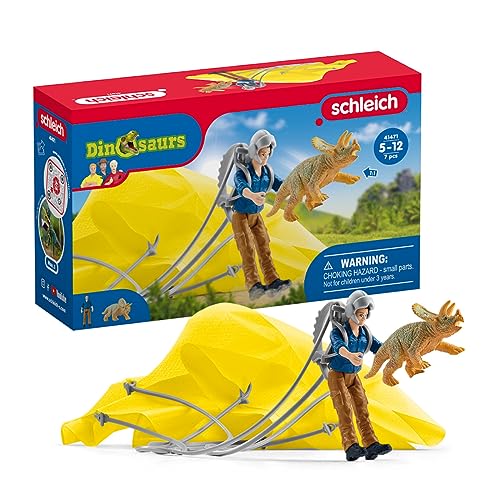 schleich 41471 Dino Fallschirmrettung, für Kinder ab 5-12 Jahren, DINOSAURS - Spielset von SCHLEICH