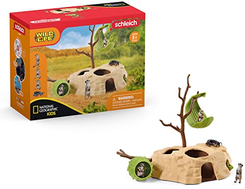 schleich 42530 Erdmännchen-Hügel (NatGeo), für Kinder ab 3+ Jahren, WILD LIFE - Spielset von SCHLEICH