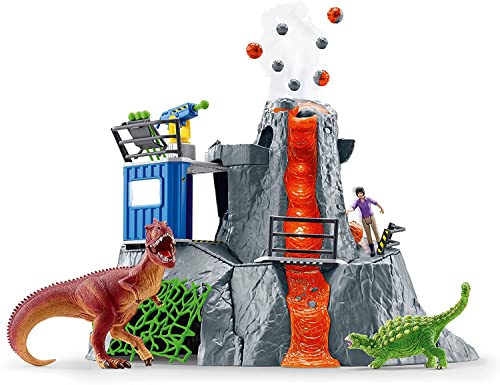 schleich 42564 DINOSAURS Große Vulkan Expedition, Dinosaurier Spielzeug Set inkl. Vulkan mit LED-Licht- & Ausbruchsfunktion, Forscherin Figur & 2 Dinosaurier Figuren, Altersempfehlung 5-12 Jahre von SCHLEICH