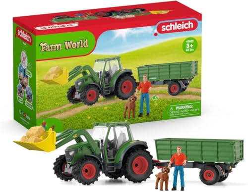 schleich 42608 Traktor mit Anhänger , ab 3 Jahren, FARM WORLD - Spielset, 50 Teile von SCHLEICH