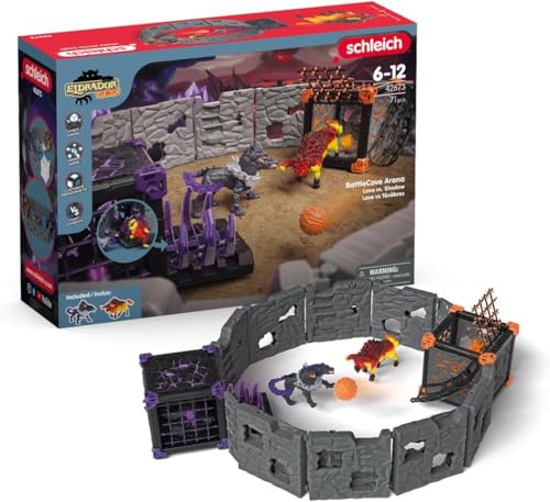 schleich ELDRADOR CREATURES | BATTLE CAVE Arena: Lava vs. Schatten 42673 | Set aus 2 x ELDRADOR Battle Cave, 2 x Monster und 2 x Kristall | Caves zur Arena stapelbar | Spielzeug ab 7 Jahren | 71 Teile von SCHLEICH