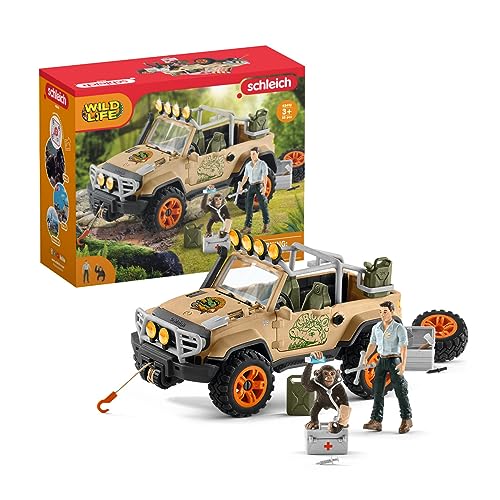 schleich WILD LIFE 42410 Realistischer Schimpanse, Jeep und Ranger 16-Teiliges Tiere Spielset - Wild Adventure Jeep, Schimpanse, Ranger und Zubehör Tiere Figuren Sets für Kinder ab 3 Jahren schleich WILD LIFE 42410 Realistischer Schimpanse, Jeep und Ranger 16-Teiliges Tiere Spielset - Wild Adventure Jeep, Schimpanse, Ranger und Zubehör Tiere Figuren Sets für Kinder ab 3 Jahren von SCHLEICH