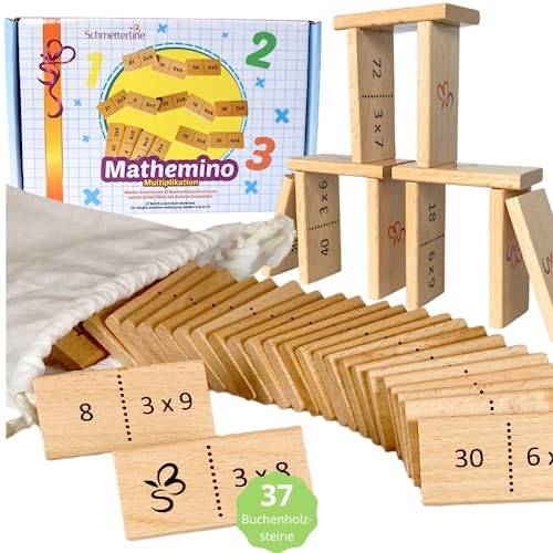 SCHMETTERLINE® Mathe-Domino 1x1 Lernen mit Spaß - Lustiges Rechen-Spiel ab 7 Jahre (2./3. Klasse) Mathe-Spiel MATHEMINO (Kleines Einmaleins) von SCHMETTERLINE