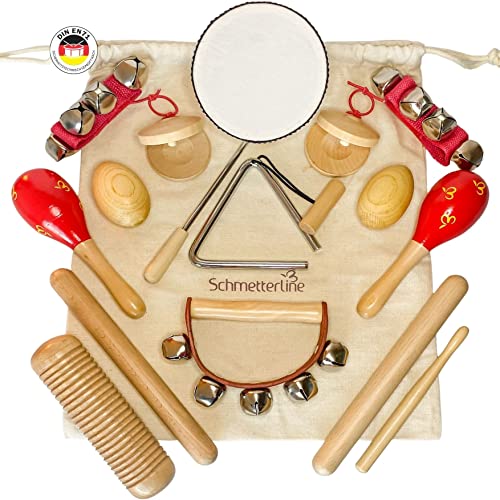 SCHMETTERLINE® Musikinstrumente-Set für Kinder aus Holz - 15 TLG. Musik-Spielzeug mit Premium Orff-Rhythmus-Instrumenten ab 3 Jahre für eine begeisternde musikalische Früherziehung von SCHMETTERLINE