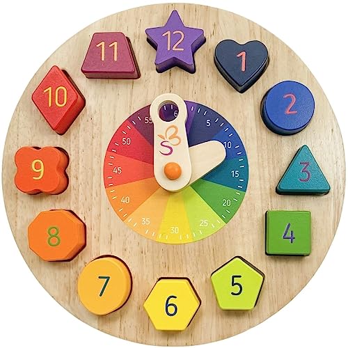 SCHMETTERLINE | Kronolino Holz-Lernuhr mit Regenbogen-Farben zum Spielerischen Lernen der Zeit ab 3 Jahren von SCHMETTERLINE