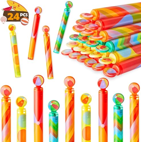 SCIONE 24 STCK Seifenblasen für Kinder Mini-Seifenblasenstäbe Party Bag Fillers für Gartenparty Klassenzimmer Auszeichnungen Sommer Strand Party Gunst（Drehen Sie den Griff, um den Korken zu öffnen） von SCIONE