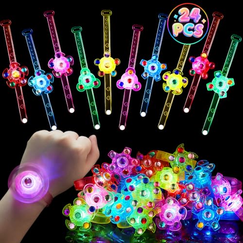 SCIONE 24er-Pack LED-Fidget-Spinner-Armbänder – Nachleuchtendes Partyzubehör, Sensorikspielzeug Autismus | Verstellbar für Kids/Erwachsene, Klassenpreise & Weihnachtsstiefel-Füllung SCIONE 24er-Pack LED-Fidget-Spinner-Armbänder – Nachleuchtendes Partyzubehör, Sensorikspielzeug Autismus | Verstellbar für Kids/Erwachsene, Klassenpreise & Weihnachtsstiefel-Füllung von SCIONE