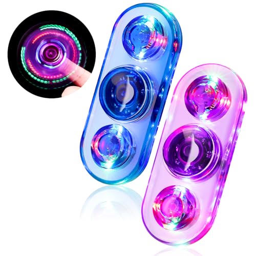 SCIONE 2er Pack LED Fidget Spinner – Leuchtender Hand Spinner für Kinder & Erwachsene | 3 Farbmodi, Sensorisches Stressabbau-Spielzeug mit Glatter Rotation & Langlebigem Design (Blau Lila) von SCIONE
