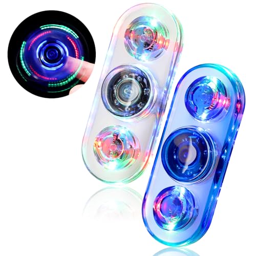 SCIONE 2er Pack LED Fidget Spinner – Leuchtender Hand Spinner für Kinder & Erwachsene | 3 Farbmodi, Sensorisches Stressabbau-Spielzeug mit Glatter Rotation & Langlebigem Design (Weiß Blau) von SCIONE