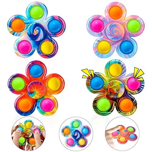 SCIONE 4PCS Fidget Spinner Pop It, Tie Popper Fidget Spinner, Push Bubble Sensory Party Bag Fillers, Fidget Toy für Kinder & Erwachsene, Pop Hand Spinner zur Stressbewältigung SCIONE 4PCS Fidget Spinner Pop It, Tie Popper Fidget Spinner, Push Bubble Sensory Party Bag Fillers, Fidget Toy für Kinder & Erwachsene, Pop Hand Spinner zur Stressbewältigung von SCIONE