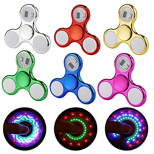 SCIONE 6 Stück Fidget Spinner, LED beleuchtetes Fidget Spinner Spielzeug für Kinder und Erwachsene, im Dunkeln leuchtendes Partyzubehör, Angstspielzeug, Stressreduzierer, Geburtstagsgeschenke von SCIONE