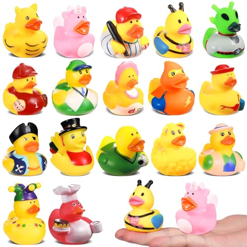 SCIONE 18 Stück Badeenten Set - Lustige Gummienten für Kinder, Tierische Badeenten, Wasserspielzeug & Strandspielzeug für Badewanne, Pool & Outdoor, Badespielzeug, Gummiente Sammelset, Wiederverwendba von SCIONE