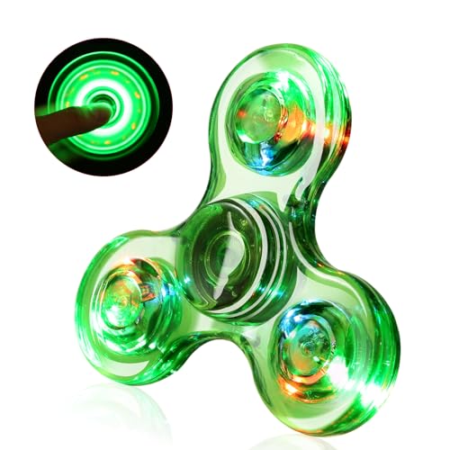 SCIONE Fidget Spinner,Leuchtende Fidget Toys für Kinder LED Kristall Fidget Finger Toy Hand Fidget Spinner Spielzeug(Grün) von SCIONE