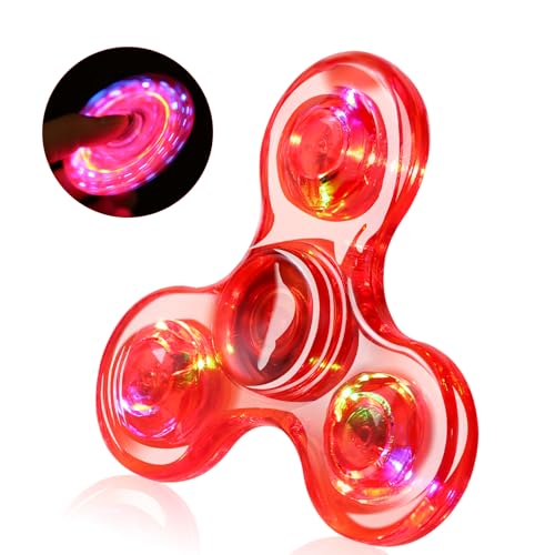 SCIONE Fidget Spinner,Leuchtende Fidget Toys für Kinder LED Kristall Fidget Finger Toy Hand Fidget Spinner Spielzeug(Rot) von SCIONE