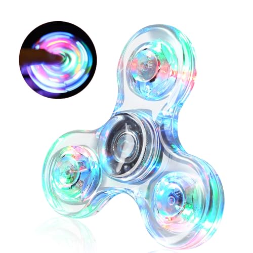 SCIONE Fidget Spinner,Leuchtende Fidget Toys für Kinder LED Kristall Fidget Finger Toy Hand Fidget Spinner Spielzeug(Weiß) von SCIONE