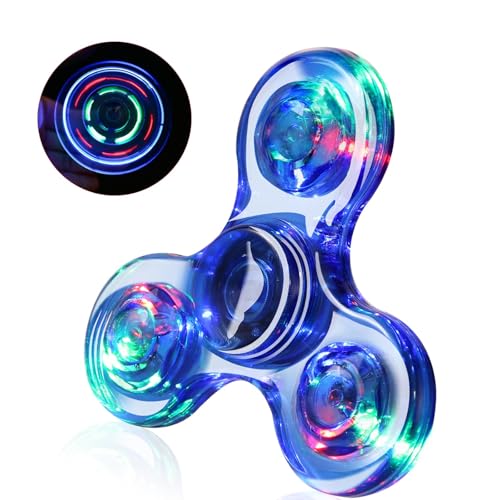 SCIONE Fidget Spinner,Leuchtende Fidget Toys für Kinder LED Kristall Fidget Finger Toy Hand Fidget Spinner Spielzeug (Blau) von SCIONE