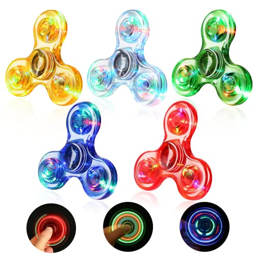 SCIONE Fidget Spinner 5er Set, Weihnachten Partygeschenke Leuchtende Fidget Toys für Kinder-LED Kristall Fidget Finger Toy Hand Fidget Spinner Spielzeug von SCIONE