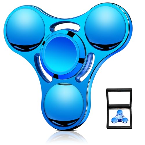 SCIONE Metal Fidget Spinner, Sensorisches Fidget Spielzeug, Cooler Metal Hand Spinner, Anti-Stress-Spielzeug für Erwachsene und Kinder, Blau (Lagerkappen können demontiert und montiert Werden) von SCIONE