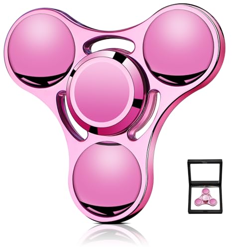 SCIONE Metall Fidget Spinner – Hand Spinner für Erwachsene & Kinder – Anti-Stress-Sensory-Spielzeug mit abnehmbaren Kugellagerkappen – Perfekt für Büro, Klassenzimmer & Party-Geschenke (Rosa) von SCIONE