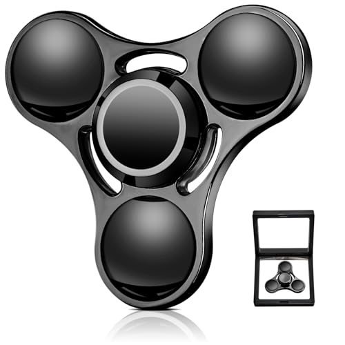 SCIONE Metall Fidget Spinner – Hand Spinner für Erwachsene & Kinder – Anti-Stress-Sensory-Spielzeug mit abnehmbaren Kugellagerkappen – Perfekt für Büro, Klassenzimmer & Party-Geschenke (Schwarz) von SCIONE