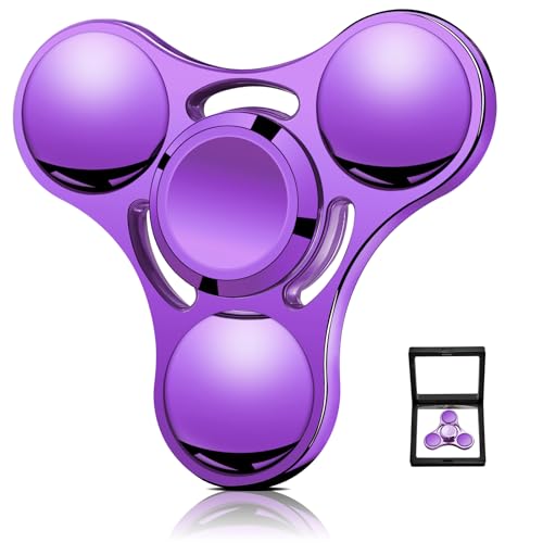 SCIONE Metall Fidget Spinner – Hand Spinner für Erwachsene & Kinder – Anti-Stress-Sensory-Spielzeug mit abnehmbaren Kugellagerkappen – Perfekt für Büro, Klassenzimmer & Party-Geschenke (Lila) von SCIONE