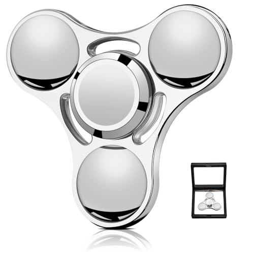 SCIONE Metall Fidget Spinner – Hand Spinner für Erwachsene & Kinder – Anti-Stress-Sensory-Spielzeug mit abnehmbaren Kugellagerkappen – Perfekt für Büro, Klassenzimmer & Party-Geschenke (Weiß) von SCIONE