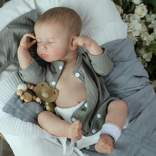 Lebensechte Reborn Babypuppe, 45,7 cm, weicher grauer Schläfer mit Blumenstickerei Lebensechte Reborn Babypuppe, 45,7 cm, weicher grauer Schläfer mit Blumenstickerei von SCOM